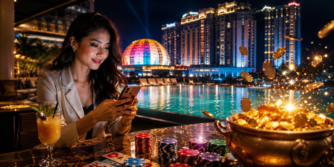 Pengguna di Genting Highlands mengakses kasino mudah alih dengan pemandangan indah