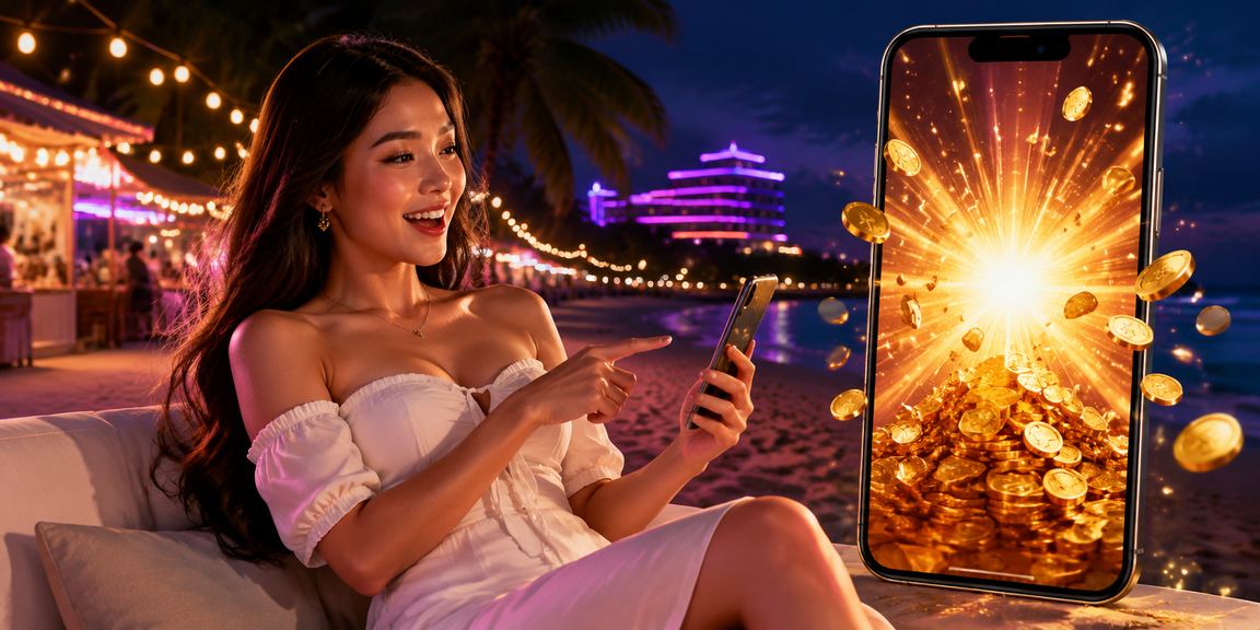 Pemain menggunakan aplikasi kasino slot di Langkawi dengan antara muka mudah alih yang lancar